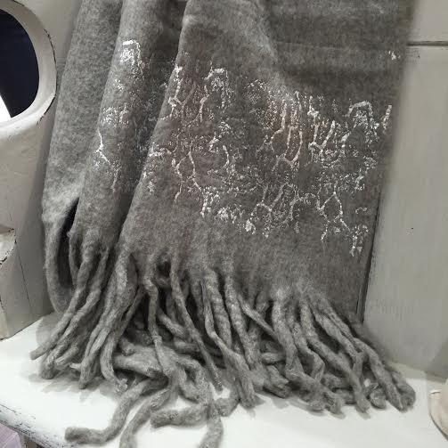 Silver Floral Throw